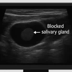 Ultrasound view used to diagnose a blocked salivary gland, illustrating how modern imaging helps detect and treat gland obstruction effectively.