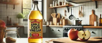 apple cider vinegar on a kitchen counter