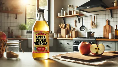 apple cider vinegar on a kitchen counter